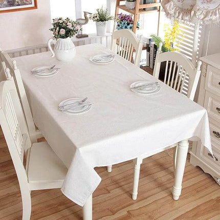 Tablecloth Coffee For Everyday Dining At Home And Events - coffee-colored rectangular cotton tablecloth with delicate lace for simple elegant settings