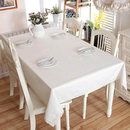 Tablecloth Coffee For Everyday Dining At Home And Events coffee-colored rectangular cotton tablecloth with lace for simple elegant family meals
