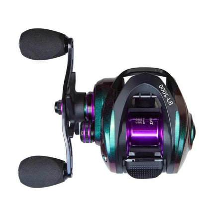 Takumi-S Metal Casting Fishing Reel With Alarm For Everyday Use – aurora mirror finish, purple-plated line cup, lightweight 5–30g casting, built-in fish alarm
