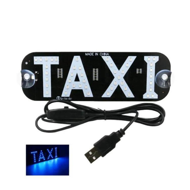 Taxi Indicator Light For Vehicles Roof Lamp With USB Port - black LED USB-powered roof-mounted taxi sign with suction cups, on/off switch, 19x6.3cm