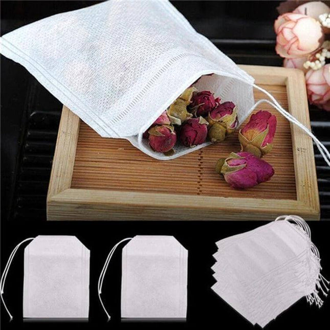 Teabags With Seal Filter Paper Size 5.5x7cm For Tea And Herbs - white non-woven string-seal teabags with dried rosebuds for home infusions