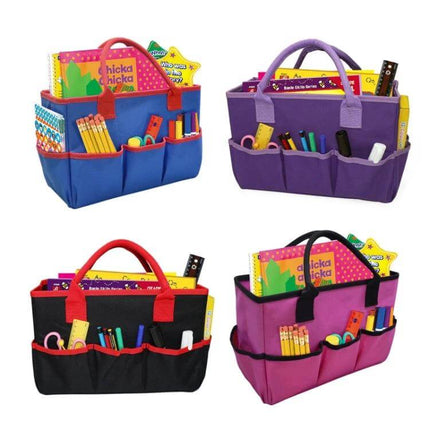 Teacher Stationery Storage Bag For Classroom Supplies Large Interior with multiple colored organizer totes filled with pencils markers books