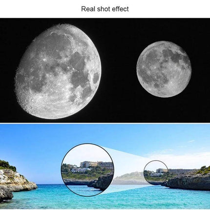 Telescope 70mm For Everyday Stargazing For Beginners - Compact beginner scope showing moon and coastal daytime magnified view