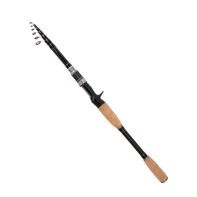 Alt Tag: 1.8m Telescopic Carbon Lure Rod For River And Lake Fishing — compact lightweight telescopic lure rod with cork handle for bank, boat and shore casting