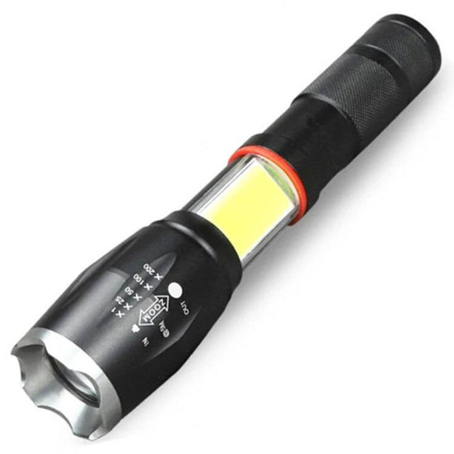 Telescopic Zoom LED Flashlight Rechargeable for Everyday Tasks compact rechargeable aluminum body with telescoping head and adjustable beam