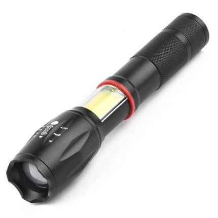 Telescopic Zoom LED Flashlight Rechargeable for Everyday Tasks - black aluminum telescoping flashlight with adjustable spot-to-wide beam and rechargeable battery