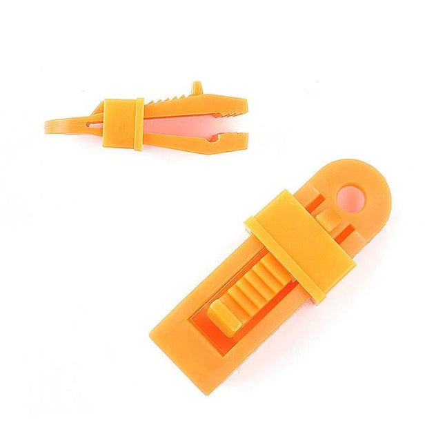 Tent Wind Rope Clamp Clip for Outdoor Tarps and Awnings - orange weather-resistant PP tent clip with sliding lock and locking carabiner for tarps