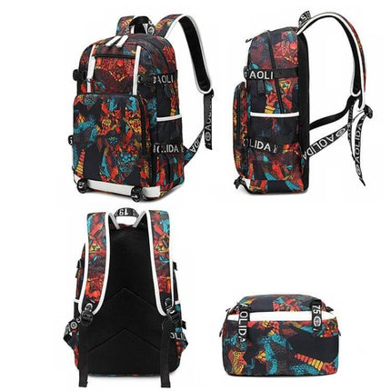 Thermal Transfer Casual Backpack for School Daily Use in colorful floral print, water-repellent Oxford cloth, holds 14-inch notebook