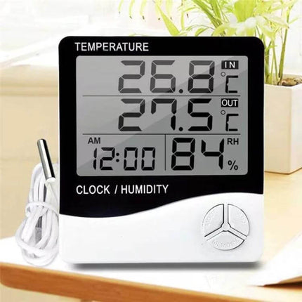 Thermometer Hygrometer Alarm Clock For Everyday Use - compact digital indoor outdoor thermometer hygrometer clock with large LCD and humidity display