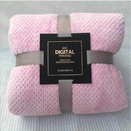 Thick Coral Fleece Blanket For Sofa, 200x230cm Warm - Pink Plush Coral Fleece Throw Folded