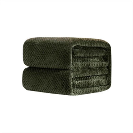 Thick Coral Fleece Blanket For Sofa, 200x230cm Warm plush dark green folded on sofa for cozy nights