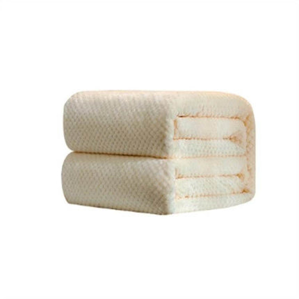 Thick Coral Fleece Blanket For Sofa, 200x230cm Warm folded cream coral fleece plush blanket for sofa and bed