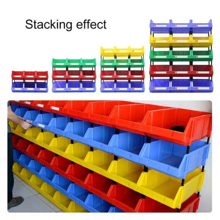 Thickened Oblique Plastic Box For Parts Storage 25x15x12cm - stacked colorful parts storage bins showing stacking effect for workshops
