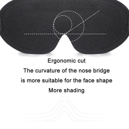 Three-Dimensional Breathable Sleep Eye Mask for Light Blocking, Black ergonomic cut with curved nose bridge for better shading and comfort