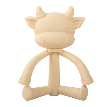 Three-Dimensional Cartoon Silicone Baby Teether for Soothing Gums - beige cow-shaped silicone teether for babies over 3 months, lightweight 10x8x4.3cm