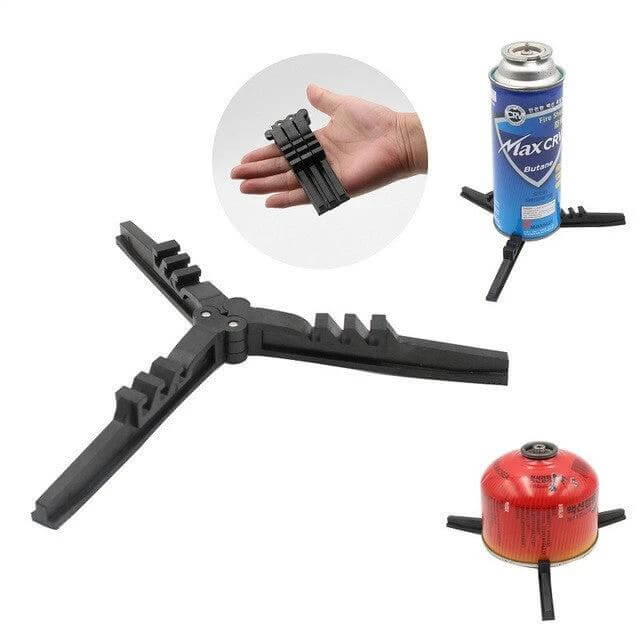 Three-Leg Collapsible Gas Cylinder Bracket for Outdoor Stoves nylon folding tripod stabilizer for camping stoves on uneven ground