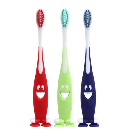 Three-Pack Cartoon Toothbrushes For Kids Daily Brushing - 15 cm soft-bristle ergonomic anti-skid handles with hollowed-out cartoon smile