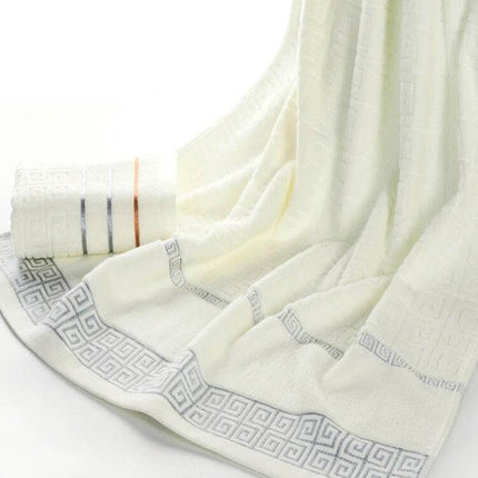 Three-Piece Cotton Towel Bath Set For Everyday Use - soft absorbent plain white bath towel 70x140 cm with two 34x70 cm hand towels