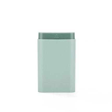 Three-Piece Portable Pill Box For Daily Use Ideal For Home Or Travel - compact mint ABS plastic case with removable divider and pull-out lid