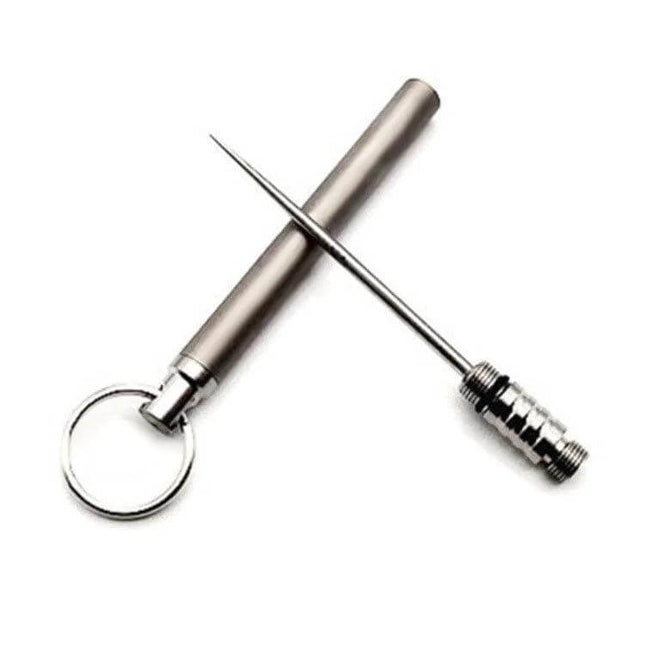 Titanium Alloy Integrated Toothpick Holder Portable metal keychain toothpick case with screw-open titanium pick, compact 7.5cm EDC storage