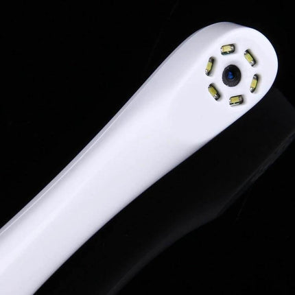 Toothbrush Style USB Micro Check Camera For Home Use With 6 LEDs white handheld probe showing six LEDs around micro camera lens