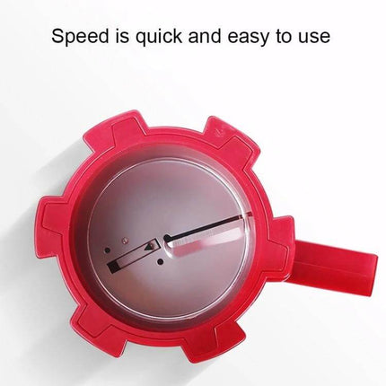 Tornado Potato Slicer Semi Automatic Spiral Cutter For Home Kitchen top view red ABS plastic with rocker and blade compact manual spiral cutter