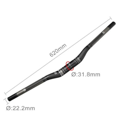 Toseek Carbon Road Bike Bent Handlebar 620mm For Everyday Riding - lightweight 620mm carbon bent handlebar, 31.8mm clamp, 22.2mm grip ends
