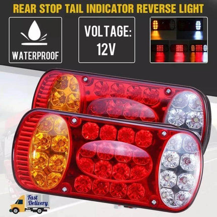 Trailer Tail Light Red For Trucks And Trailers Easy To Install - 12V LED red lens tail light, waterproof polycarbonate housing 21.5x9.5x5.3cm