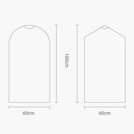 Transparent Clothes Dust Bag 60x90cm For Wrinkle Protection - clear PP/PE garment cover 60x90cm for dust and crease prevention