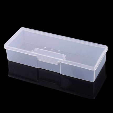 Transparent Plastic Nail Tools Storage Box For Manicures - clear rectangular manicure tool organizer 19.3x8x4 cm for home, travel and pro kits