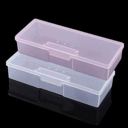 Transparent Plastic Nail Tools Storage Box For Manicures - clear rectangular plastic organizer for manicure tools, 19.3 x 8 x 4 cm, compact travel and desk storage