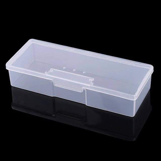 Transparent Plastic Nail Tools Storage Box For Manicures - clear rectangular plastic organizer for manicure tools, 19.3 x 8 x 4 cm