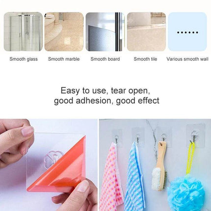 Transparent Plum-Shaped Adhesive Hooks for Kitchen, 10-Pack hanging towels and brushes on smooth tile and glass without drilling