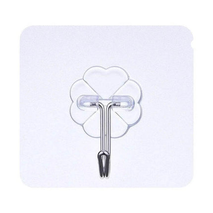 Transparent Plum-Shaped Adhesive Hooks for Kitchen, 10-Pack - clear plum flower hook on tile for towels utensils keys, damage-free hanging