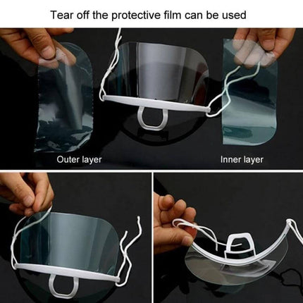 Transparent Restaurant Mask With Antifog Shield, 10 Pieces - Clear PP Shell With PET Anti-Fog Shield For Restaurant Staff