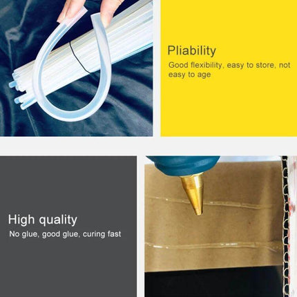 Transparent White Hot Melt Glue Sticks For Crafts, 270mm x 7mm, 10 Pack – clear flexible 270mm glue sticks shown with high-temp gun bonding cardboard