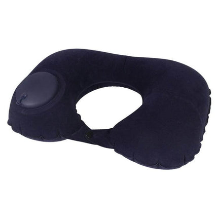 Travel Inflatable Press U-Shaped Neck Guard Pillow, Peacock Green - compact inflatable U-shaped travel neck pillow with push inflator and milk silk cover
