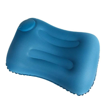 Travel Inflatable Press U-Shaped Neck Guard Pillow, Peacock Green - compact inflatable U-shaped travel neck pillow with push inflator and soft flocking cover