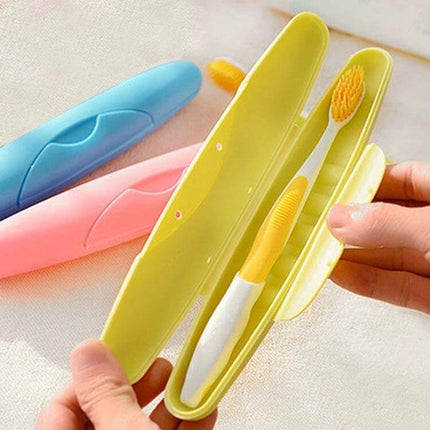 Travel Portable Toothbrush Box With Locking Lid For On The Go - compact PP plastic travel toothbrush case protecting bristles in transit