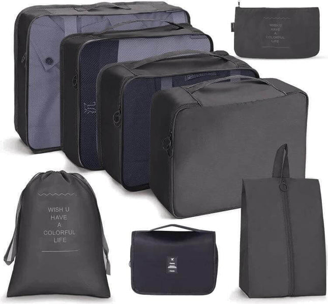 Travel Storage Bag Set Folding Organizer For Toiletries And Cosmetics - gray travel toiletry and cosmetic organizer set with multiple zippered and mesh packing cubes