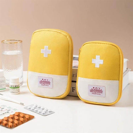 Travel Home Portable Medical Bag Red For Everyday First Aid - compact yellow first aid pouches with white cross, small and large sizes, zippered Oxford cloth