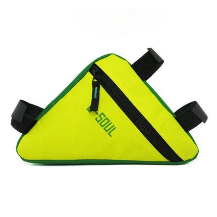 Triangle Bicycle Saddle Bag Waterproof Front Tube Frame - yellow-green waterproof 600D triangle saddle bag with zipper for front tube storage