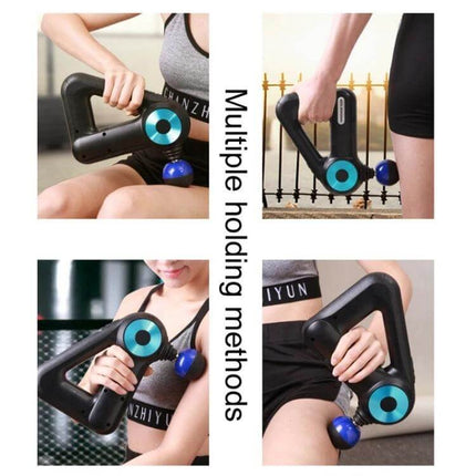 Triangle Fascia Massager For Home Use And Recovery in use on thighs, hips and shoulders showing multiple holding methods