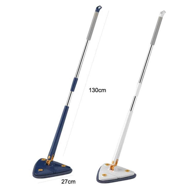 Triangular Mop for Ceiling and Wall Cleaning, 2 Cloths With Scraper – 130cm telescopic rod, 360° rotating triangular head for corners and high surfaces