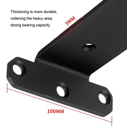 Triangular Shelf Bracket for Bookshelves, Black Finish for Daily Use showing 5mm thick metal and 100mm base with three mounting holes