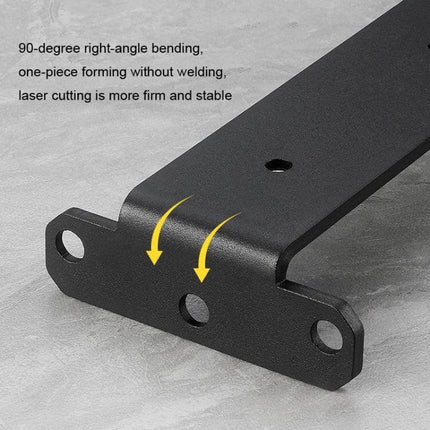 Triangular Shelf Bracket for Bookshelves, Black Finish for Daily Use - close-up of black 90-degree bracket with laser-cut holes and matte finish