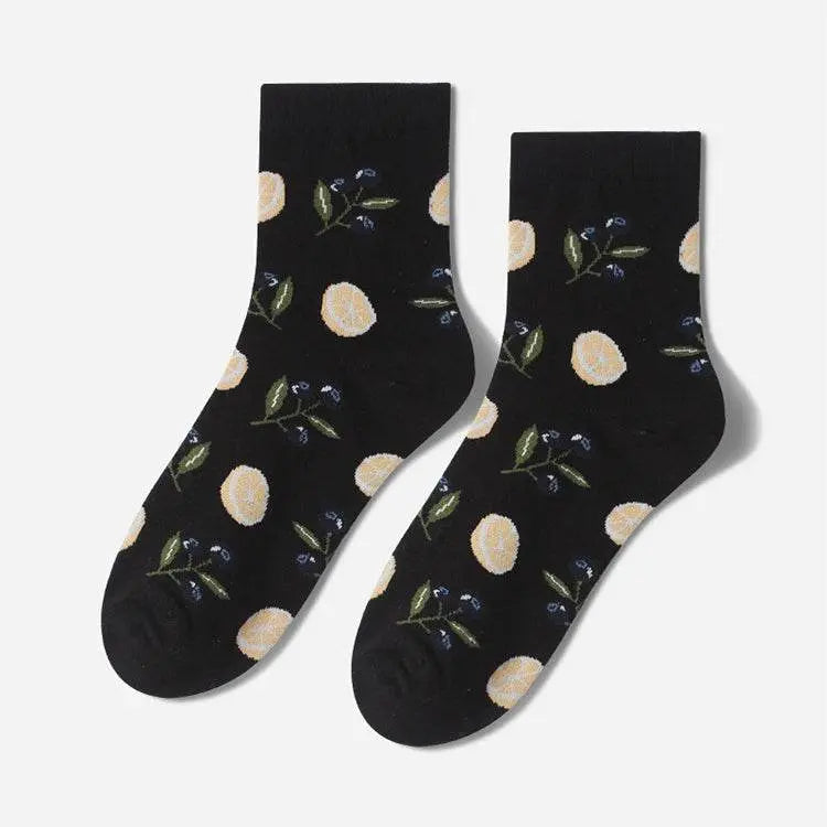 Tropical Fruit Pattern Ladies Cotton Trend Tube Socks Fashion