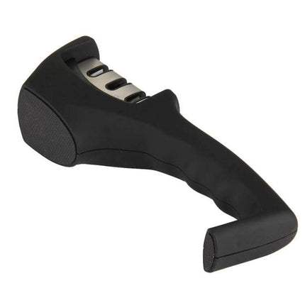 Tungsten Steel Knife Sharpener With Curved Handle For Kitchen Use - 3-step ceramic coarse fine handheld sharpener with ergonomic black curved handle