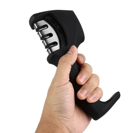 Tungsten Steel Knife Sharpener With Curved Handle For Kitchen Use hand-held 3-step ceramic coarse fine sharpening tool