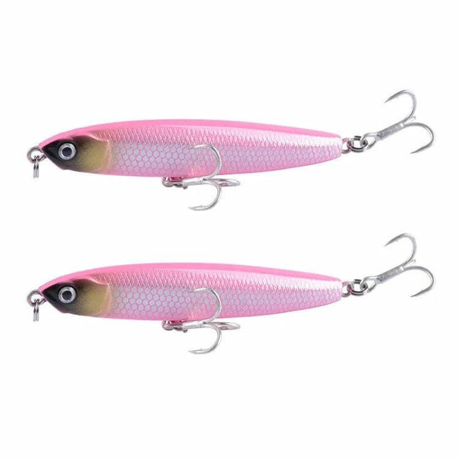 2-Piece Sinking Pencil Lure For Long Casting Fishing pink lifelike ABS plastic two-piece sinking pencil lure with treble hooks